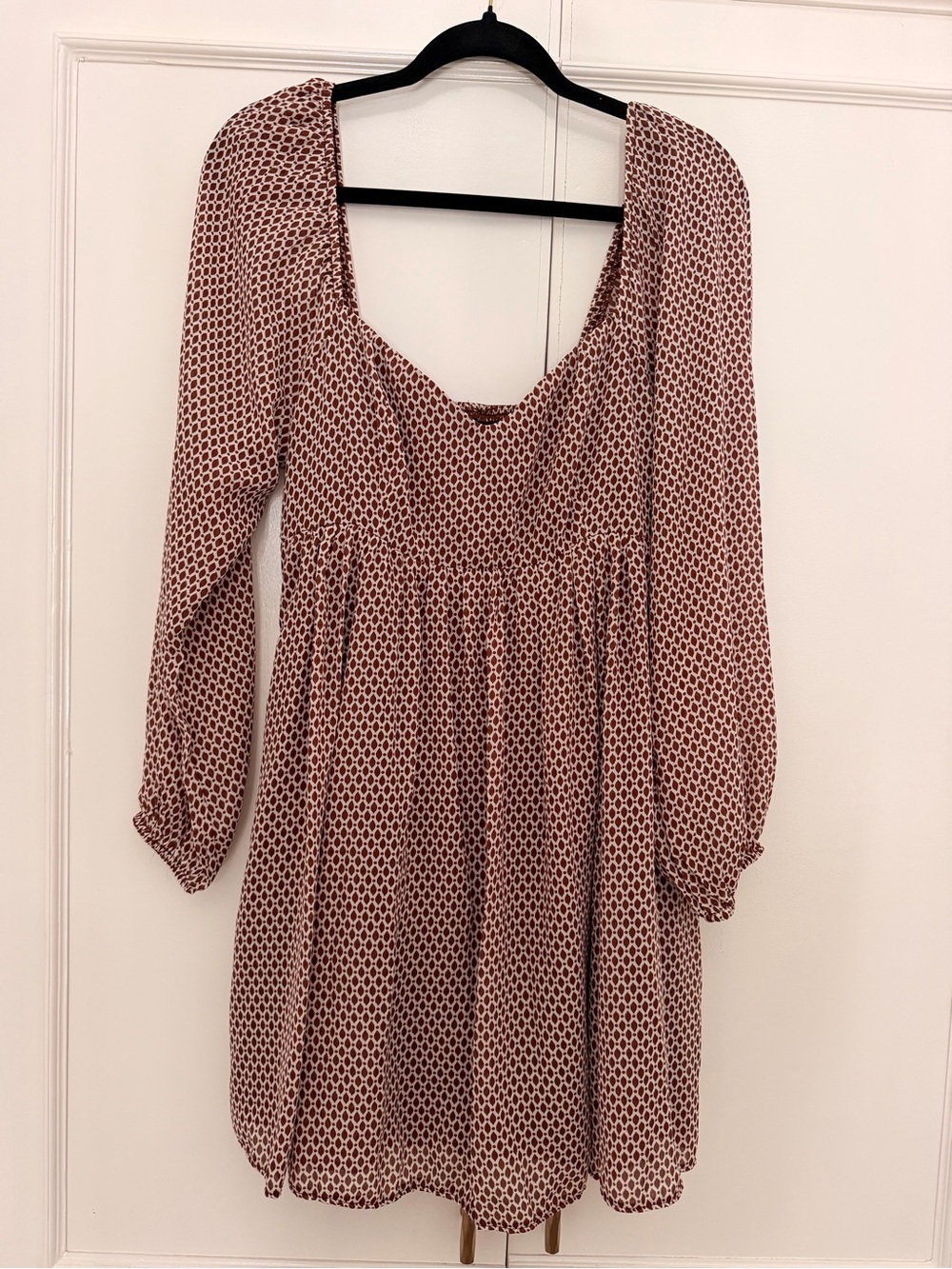 Abercrombie & Fitch Rust Patterned Long Sleeve Mini Dress